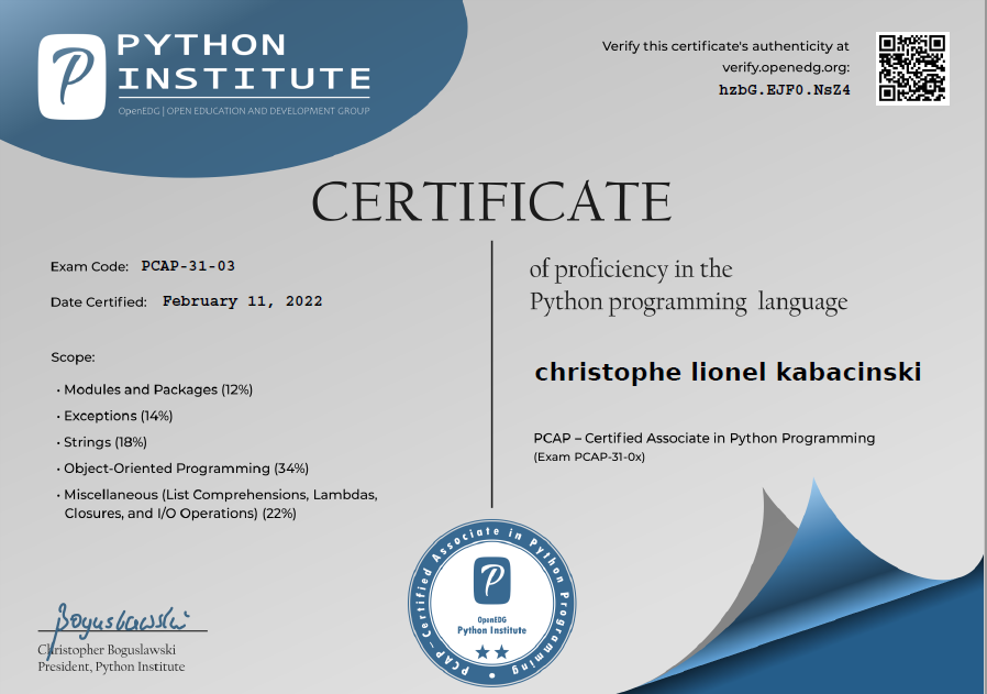 Certified Associate in Python Programming