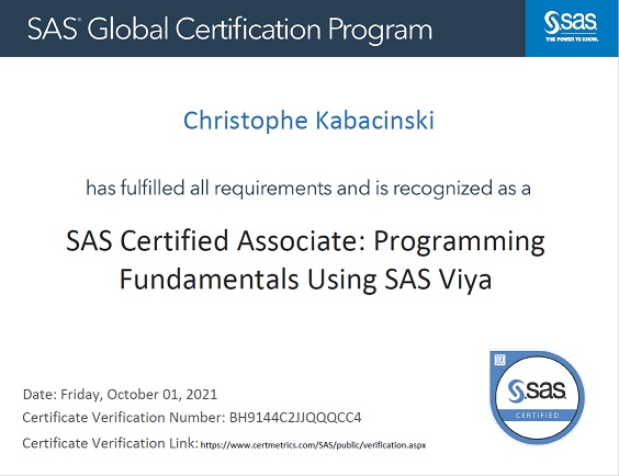 SAS Certified Associate: Programming Fundamentals Using SAS Viya