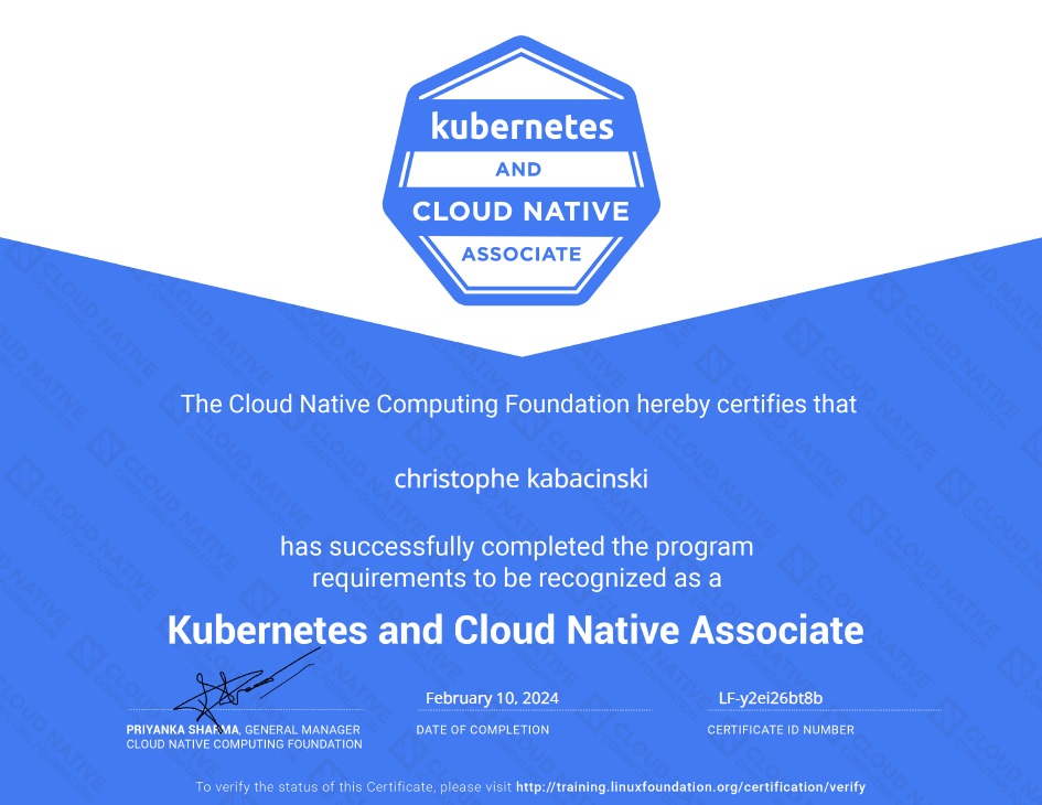 Kubernetes and Cloud Native  certification